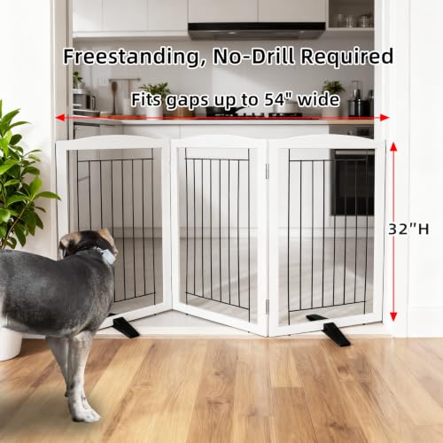 Freestanding Dog Fence Indoor (White / 【3 Panels】60''w x 32''h)