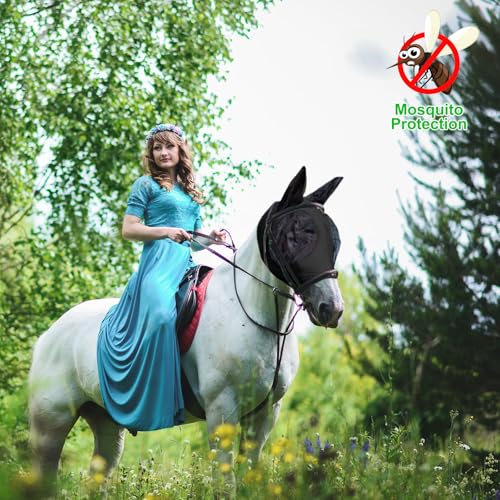 Horse Fly Mask with Ears (Black / Medium (for 13hh-15hh))