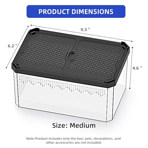 9.3" Clear Magnetic Door Reptile Terrarium for Gecko & Frog Black (9.3x6.2x4.6 Inch / Black)