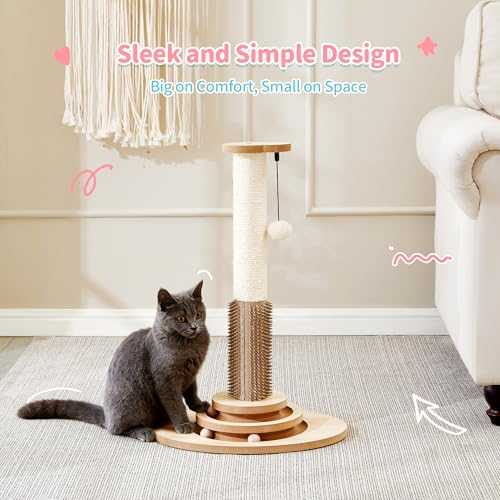 Made4Pets Cat Scratching Post for Indoor Cats with Self Groomer (23"H)