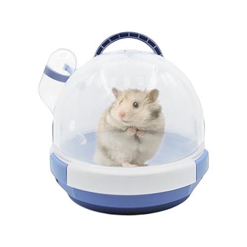 Hamster Carrier Cage Portable Cages Small Animals Carry Travel Case with Water Bottle Plastic Breathable Guinea Pig Outgoing Cage for Dwarf Hamster Ferret Chinchillas Hedgehog (【Blue】)
