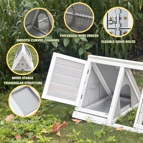 Rabbit Hutch Chicken Coop Outdoor A (Grey)