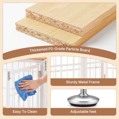 Dog Crate Furniture 42 Inch Indoor Crate for Large Dog Wooden Kennel (White / 42.1"L x 30.0"W x 30.2"H)
