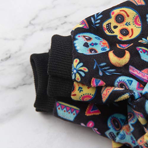 Small Dogs Outfit Soft Puppy Onesies Pjs Dog Pajamas Pet Coat Cat Apparel Comfy Doggie Jumpsuit Bodysuit for All Seasons (A07-Coco skulls / X-Large)