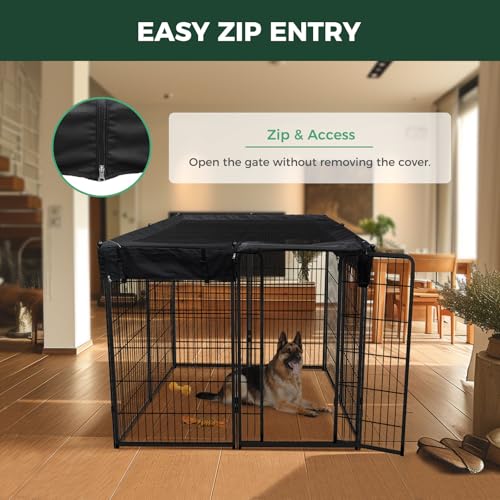 Homeplus Indoor Dog Playpen with Mesh Top Cover (Black / 45"H)