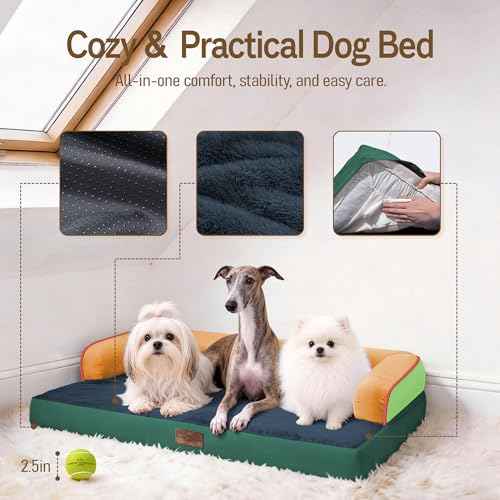 Orthopedic XL Dog Bed for Large and Extra Large Dogs (Citrus Grove / 42"L x 30"W x 7.5"Th)