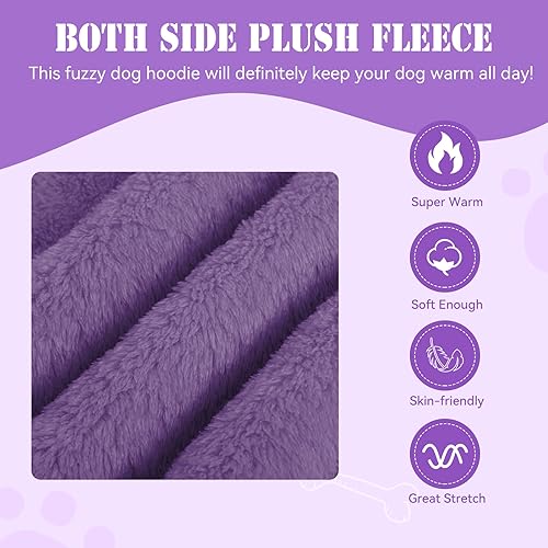 Fuzzy Dog Sweaters for Large Dogs Pet Hoodie Clothes Warm Soft Coats Hooded Sweatshirt Dog Sweaters for Extra Large Dogs (XX-Large / Purple)