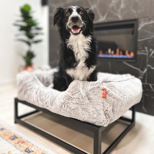 Luxury Aesthetic Dog Bed for Large Dogs with Washable Cover (Light Grey / Large)