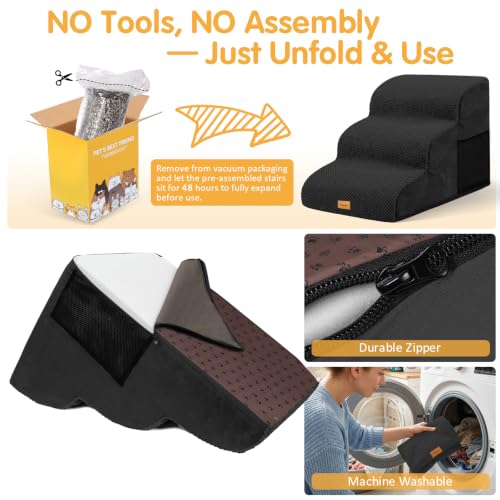 3 Tiers Foam Dog Ramps (Black / 23.6*15.7*15.7)