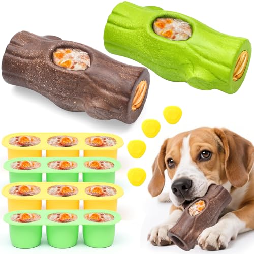 2 Pack Dog Toys for Aggressive Chewers Green & Brown (Green & Brown)