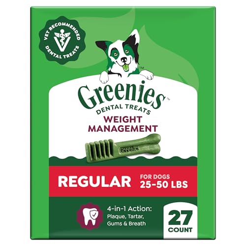 Weight Management Regular Size Natural Dental Dog Treats (27 Count (Pack of 1))