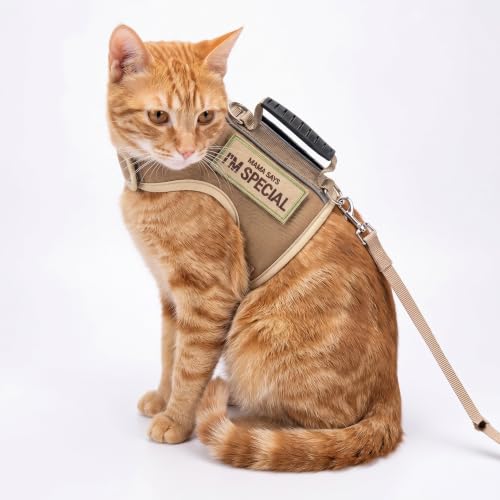 Cat Harness and Leash Set for Walking Escape Proof (Khaki / Xs 2-4 lbs)