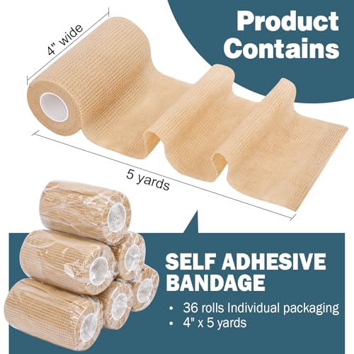 36 Pack Self Adhesive Bandage Wrap (Beige)