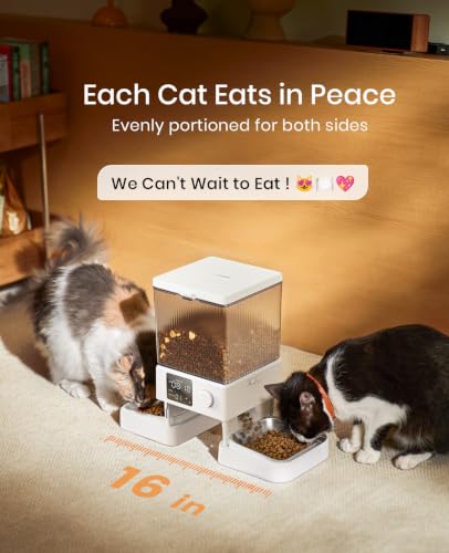 Automatic Cat Feeder for 2 Cats Pets (White)