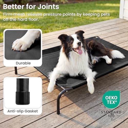 Elevated Cooling Dog Bed for Large Dogs (Black / 48" X 35.5" X 8")