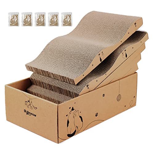 Cat Scratcher Cardboard Scratch Pad for Indoor Cats and Kitty 5pcs (Large for Indoor Cats / 5PCS)