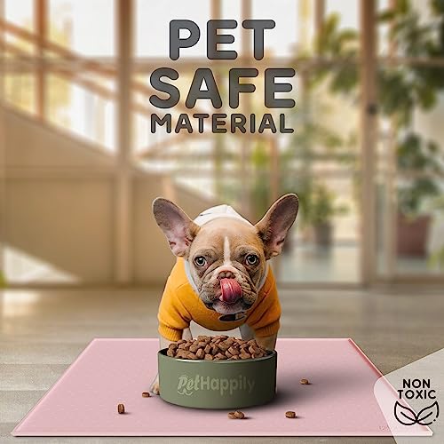 Dog Food Mat 24x15 Raised Edges Dogs Mat for Food and Water Prevent Spill (24"L x 15"W / Pink)