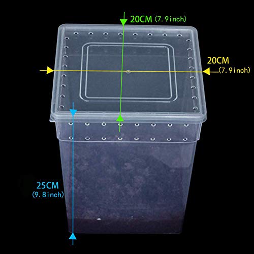 Portable Reptile Terrarium Habitat for Mini Pet Houses Breathable Holes Stackable Container (1PCS-Clear-Extra H)