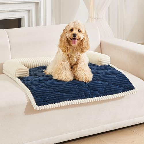 Dog Couch Bed for Large Dogs (Navy Blue / Large(39.37"L X 33.46"W X 6.3"Th))