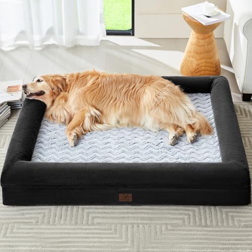 XL Extra Large Orthopedic for Senior Dog Bed Comfy Sleeping (Black / X-L (41x28x7in))