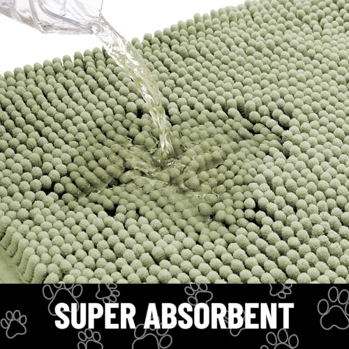 Dog Door Mat for Muddy Paws (30"X20" / Sage Green and Black)
