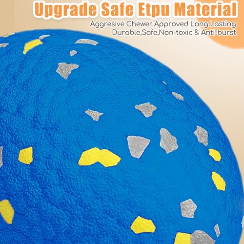 4.72" Indestructible Large Rugby Balls for Aggressive Chewers Durable Olive Bouncy Interactive Football Toy for Dogs Fetch Game Lightweight Floating Outdoor Training (Blue-Rugby)
