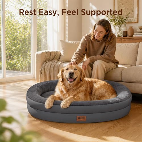 Waterproof Orthopedic Dog Bed for Extra Large Dogs (Dark Grey / 48"L x 35"W x 7.5"Th)