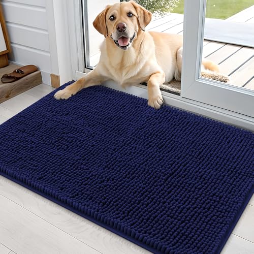 Dog Door Mat for Muddy Paws 36x24 (Navy Blue / 36" X 24")