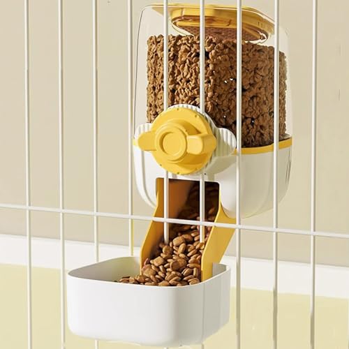 Pet Hanging Automatic Feeders Drinking Bowls (Yellow-Food)