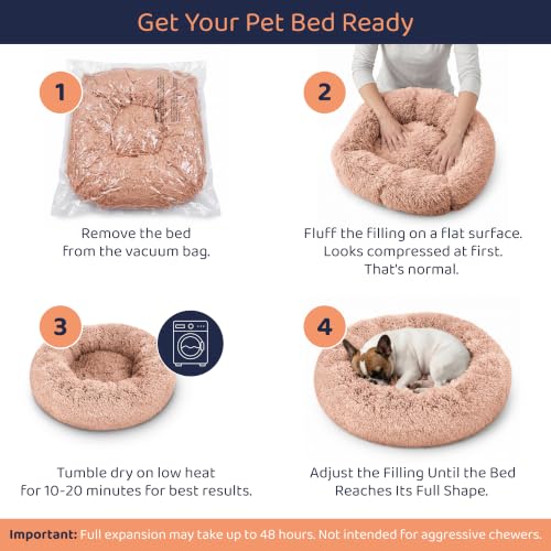 Calming Donut Dog Bed for Small Dogs (Pink / X-Large (45"L x 45"W x 10"Th))