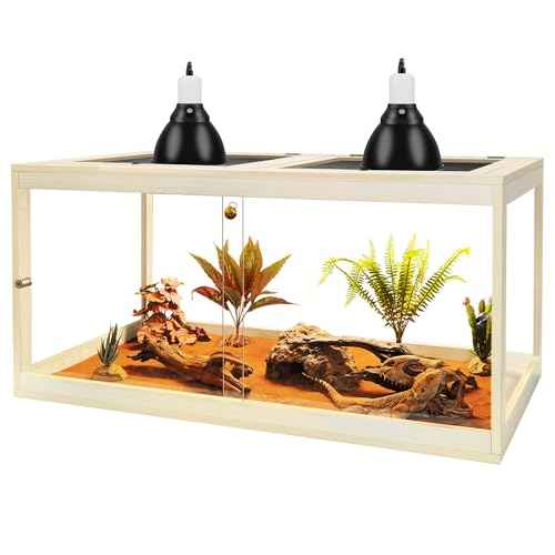 34 Gallon Reptile Terrarium Tank 32 Inch Lizard Tank Bearded Dragon Tank with Metal Mesh Roof Door (Oak / 34 Gallons)