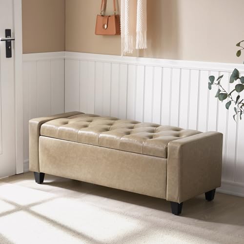 Ottoman with Storage (Khaki-pu)