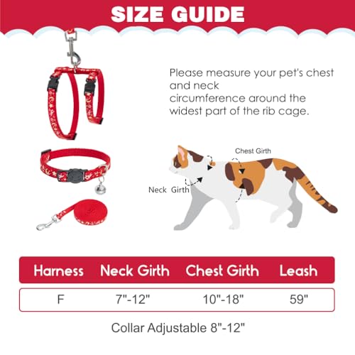 Cat Harness with Leash and Collar Set (Small / Red)