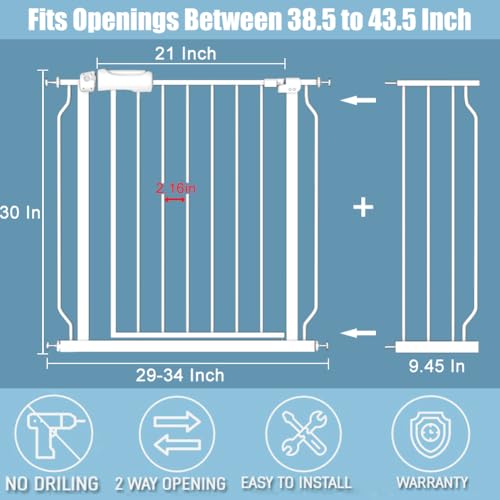 Extra Wide Baby Gate 38.6 (38.58"-43.31"/98-110cm)