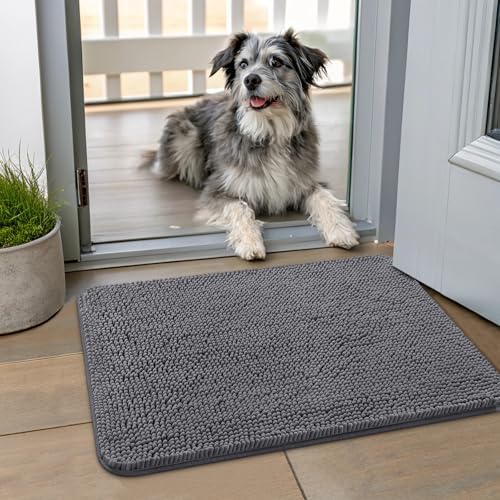 Dog Door Mat for Muddy Paws 24x16 (Dark Grey / 24"X16")