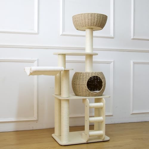 54 Inch Cat Tree for Indoor Cats (22.8"L x 15.4"W x 54"H)