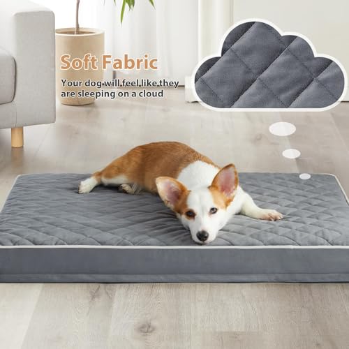 Orthopedic Waterproof Large Sized Senior Dogs Bed for Comfy Sleep (Grey / 36"L x 27"W x 3"Th)
