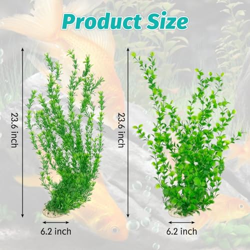 23" Tall Aquarium Plastic Plants (Green（style B）)