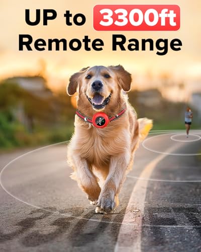 2-in-1 Dog Shock Collar & Bark Collar – 3300FT Dog Training Collar with Remote, Automatic Anti-Barking, 5 Adjustable Sensitivity Levels, IP67 Waterproof E-Collar for Small Medium Large Dogs (Red)