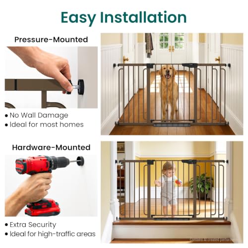 30.4 56.8" Extra Wide Baby Gate (Brown / 30.4"-56.8" W x 30.5" H)