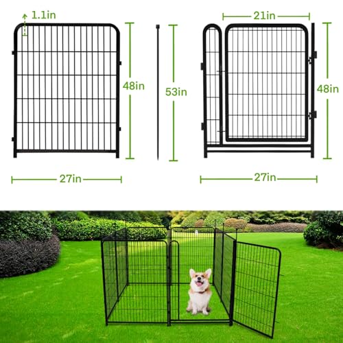 Garden Fencing 48in High (48''(H)-8panels-17.7ft(L) with gate)