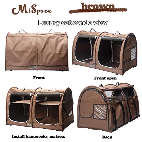 Mispace Portable Twin Compartment Show House Cat Cage (Brown)