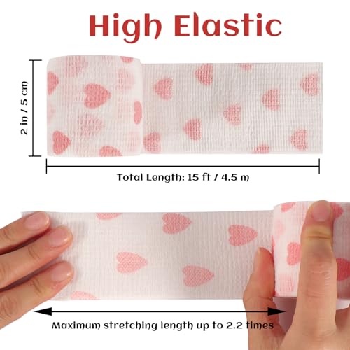 24 Rolls Elastic Self Adhesive Bandage Wrap 2 inch (2 Inch-24 Count White Heart)