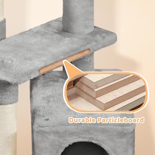 Cat Tree Multi Level Climbing Tower for Indoor Cats (Light gray)