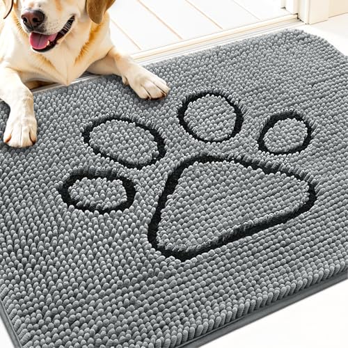 Dog Door Mat for Muddy Paws 34x21 (Grey / 34" X 21")