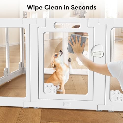 24" Acrylic Dog Playpen for Small Dogs (White- 12 Panels)