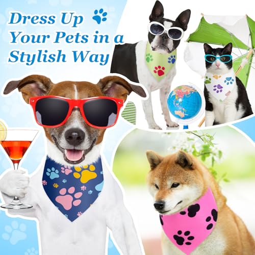 100 Pcs Paw Print Dog Bandanas Bulk (Paw Print / 19.7 x 13.8 x 13.8 Inch)