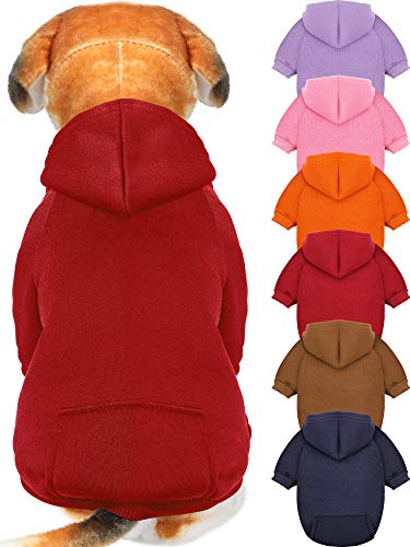 6 Pieces Dog Hoodie Winter Warm Sweater with Hat Small Dogs (M)