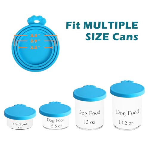 2 Packs Pet Food Can Covers Lids (Blue + Blue)