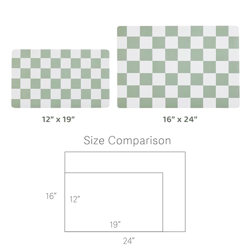 Checkered Dog Feeding Mat (19"L x 12"W / Sage)
